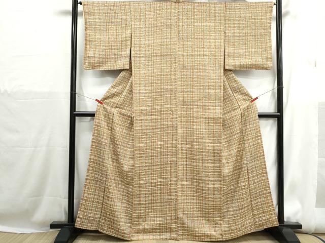 平和屋着物■上質な小紋　格子文　正絹　逸品　DABH1182qa