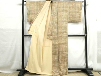 平和屋着物■上質な小紋　格子文　正絹　逸品　DABH1182qa