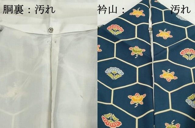 平和屋着物■上質な小紋　型染め　亀甲花文　正絹　逸品　DABH1183qa