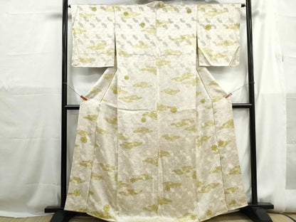 平和屋着物■上質な小紋　駒刺繍　雲取り楓文　銀彩　正絹　逸品　DABH1185qa