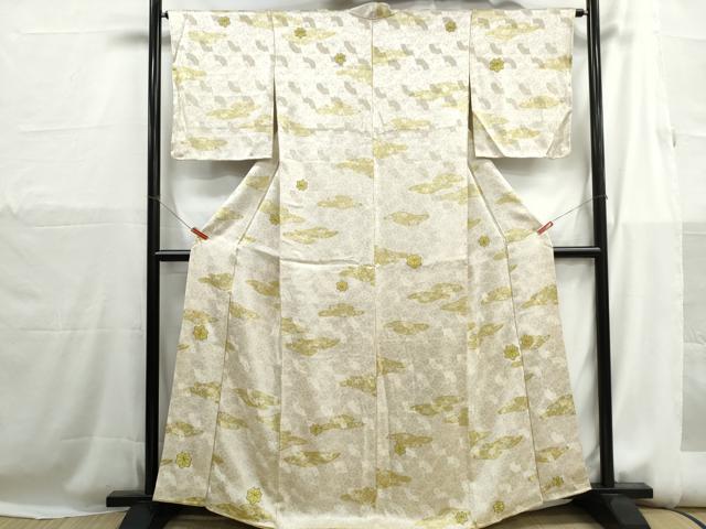 平和屋着物■上質な小紋　駒刺繍　雲取り楓文　銀彩　正絹　逸品　DABH1185qa