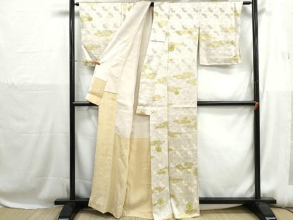 平和屋着物■上質な小紋　駒刺繍　雲取り楓文　銀彩　正絹　逸品　DABH1185qa