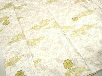 平和屋着物■上質な小紋　駒刺繍　雲取り楓文　銀彩　正絹　逸品　DABH1185qa