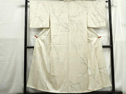 平和屋着物■上質な小紋　手描き　枝梅文　正絹　逸品　DABH1190qa