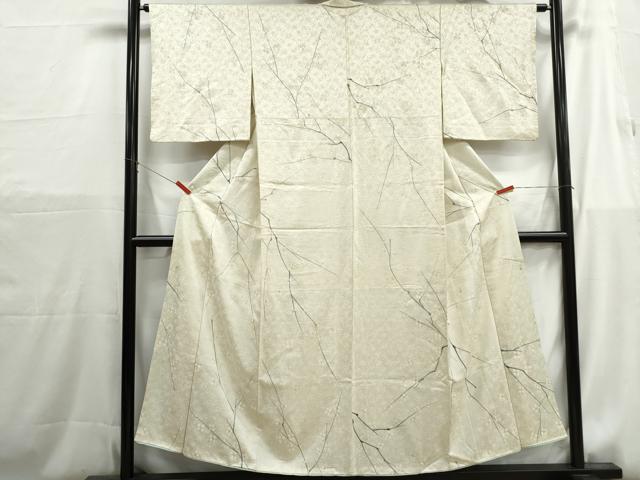 平和屋着物■上質な小紋　手描き　枝梅文　正絹　逸品　DABH1190qa