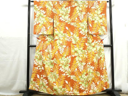 平和屋着物■上質な小紋　枝葉文　正絹　逸品　DABH1192qa