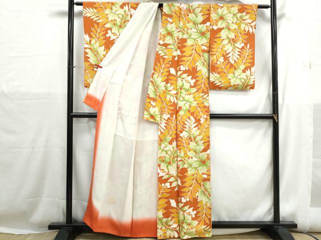 平和屋着物■上質な小紋　枝葉文　正絹　逸品　DABH1192qa