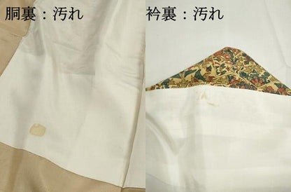 平和屋着物■上質な小紋　紬地　切嵌花文　正絹　逸品　DABH1194qa