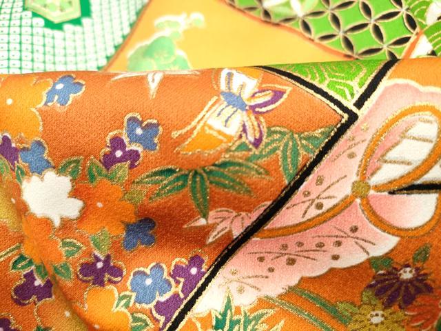 平和屋着物■訪問着　扇面花蝶文　金彩　正絹　逸品　DABH1197qa