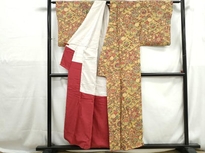 平和屋着物■上質な小紋　型染め　松皮菱花丸文　正絹　逸品　DABH1201qa