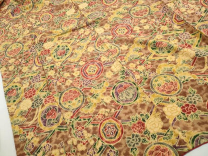 平和屋着物■上質な小紋　型染め　松皮菱花丸文　正絹　逸品　DABH1201qa