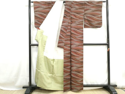 平和屋着物■上質な紬　よろけ縞文　正絹　逸品　DABH1218qa