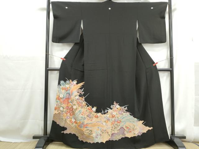 平和屋着物■豪華黒留袖　花鳥文　金彩　正絹　逸品　DABH1222qa