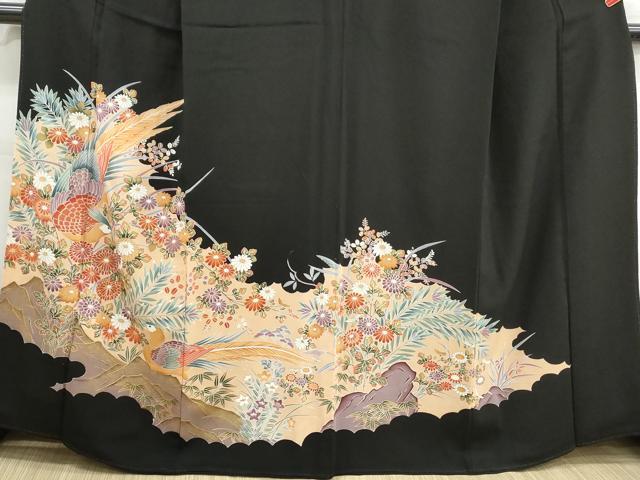 平和屋着物■豪華黒留袖　花鳥文　金彩　正絹　逸品　DABH1222qa