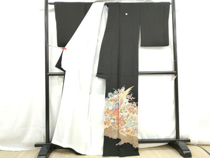 平和屋着物■豪華黒留袖　花鳥文　金彩　正絹　逸品　DABH1222qa