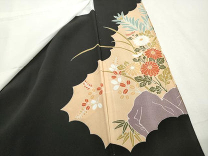 平和屋着物■豪華黒留袖　花鳥文　金彩　正絹　逸品　DABH1222qa