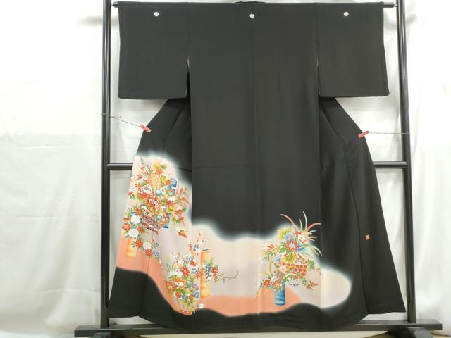 平和屋着物■豪華黒留袖　作家物　飾花文　乱菊　暈し染め　金彩　正絹　逸品　DABH1230qa