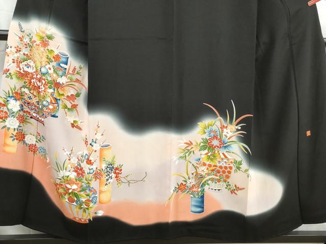 平和屋着物■豪華黒留袖　作家物　飾花文　乱菊　暈し染め　金彩　正絹　逸品　DABH1230qa