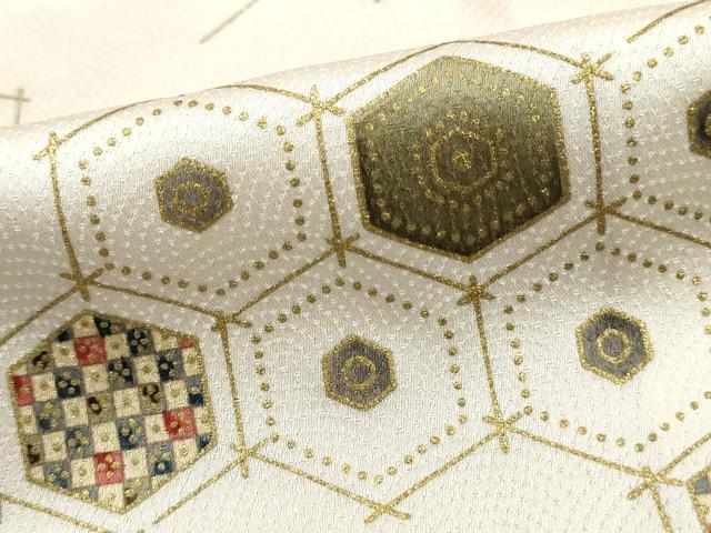平和屋着物■上質な小紋　亀甲文　金彩　正絹　逸品　DABH1233qa