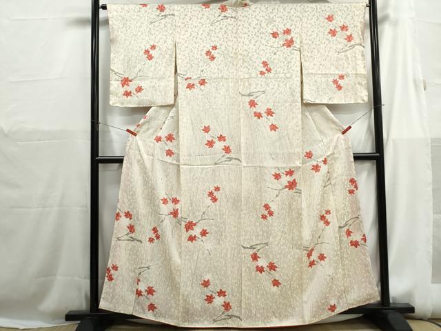 平和屋着物■上質な小紋　枝楓文　正絹　逸品　DABH1236qa