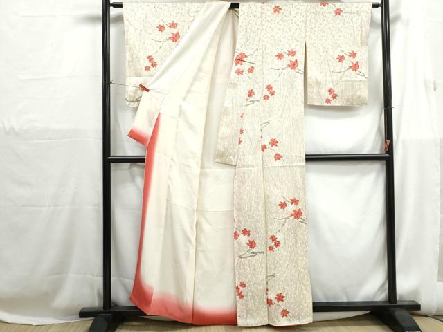 平和屋着物■上質な小紋　枝楓文　正絹　逸品　DABH1236qa