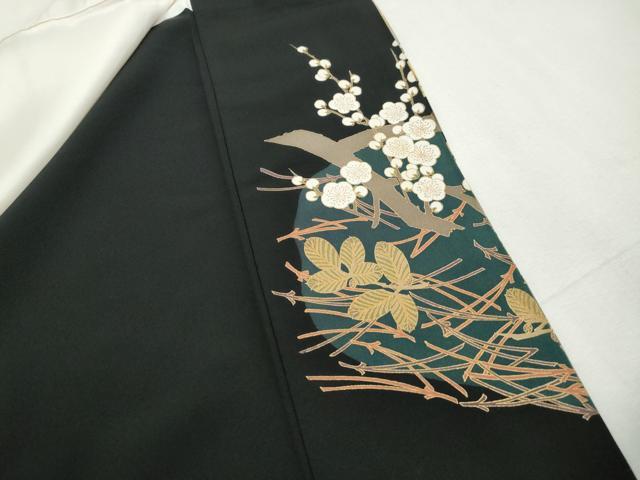 平和屋着物■豪華黒留袖　刺繍　飛鶴枝梅文　金銀彩　正絹　逸品　DABH1238qa