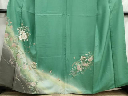平和屋着物■訪問着　更紗花文　暈し染め　金彩　正絹　逸品　DABH1239qa