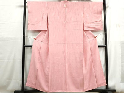 平和屋着物■上質な色無地　葉尽くし地紋　紅梅色　正絹　逸品　DABH1240qa