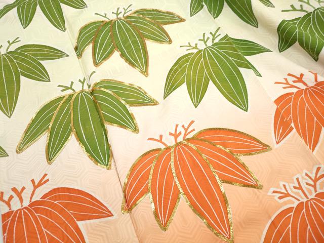平和屋着物■豪華振袖　駒刺繍　笹の葉文　暈し染め　正絹　逸品　DABH1241qa