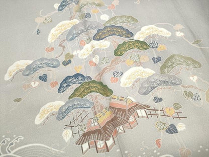 平和屋着物■訪問着　浜松風景文　暈し染め　金彩　正絹　逸品　DABH1242qa