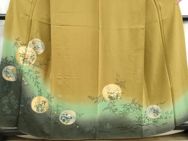 平和屋着物■訪問着　鴛鴦花丸文　暈し染め　金彩　正絹　逸品　DABH1247qa