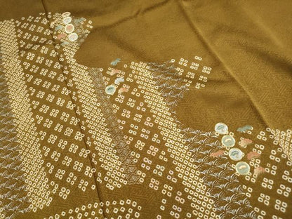 平和屋着物■訪問着　駒刺繍　絞り　笹松文　金銀彩　正絹　逸品　DABH1253qa