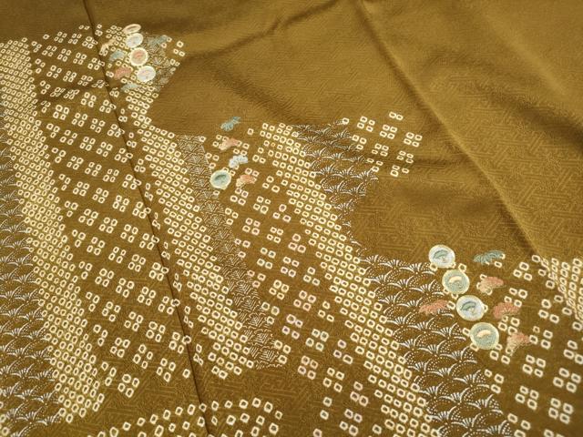 平和屋着物■訪問着　駒刺繍　絞り　笹松文　金銀彩　正絹　逸品　DABH1253qa