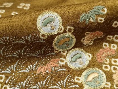 平和屋着物■訪問着　駒刺繍　絞り　笹松文　金銀彩　正絹　逸品　DABH1253qa