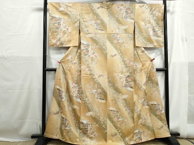 平和屋着物■上質な小紋　御所車花松文　暈し染め　金銀彩　やまと誂製　正絹　逸品　DABH1259qa