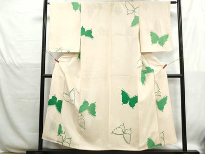 平和屋着物■上質な小紋　地紋起こし　舞蝶文　正絹　逸品　DABH1263qa