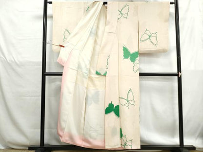 平和屋着物■上質な小紋　地紋起こし　舞蝶文　正絹　逸品　DABH1263qa