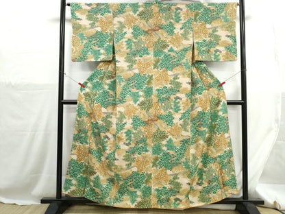 平和屋着物■上質な小紋　樹林風景花文　正絹　逸品　DABH1264qa