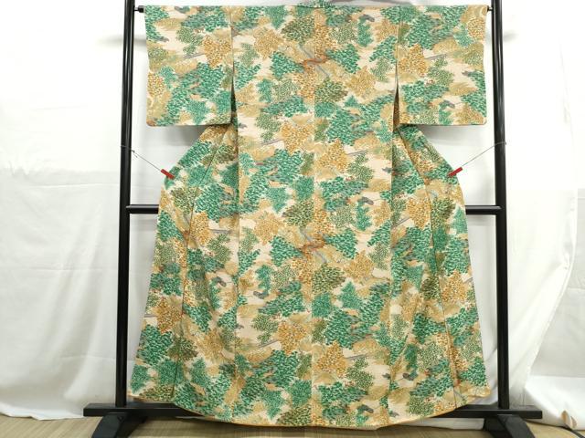 平和屋着物■上質な小紋　樹林風景花文　正絹　逸品　DABH1264qa