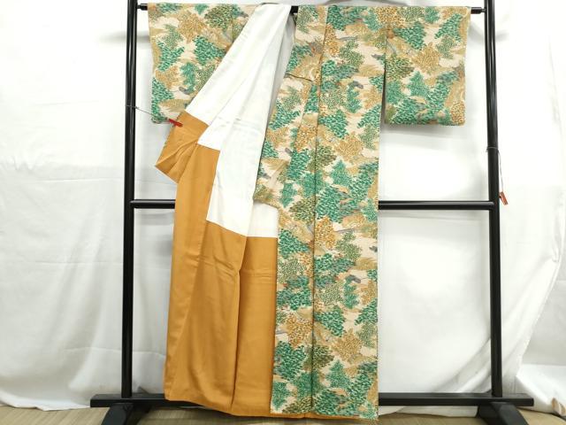 平和屋着物■上質な小紋　樹林風景花文　正絹　逸品　DABH1264qa