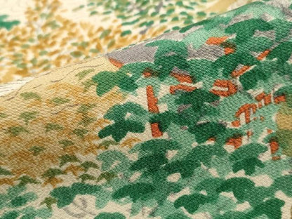 平和屋着物■上質な小紋　樹林風景花文　正絹　逸品　DABH1264qa