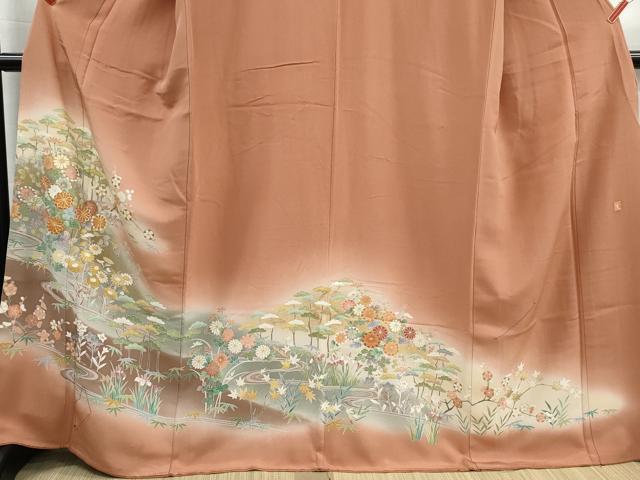 平和屋着物■豪華色留袖　作家物　駒刺繍　流水草花文　松竹梅　暈し染め　金彩　正絹　逸品　DABH1265qa