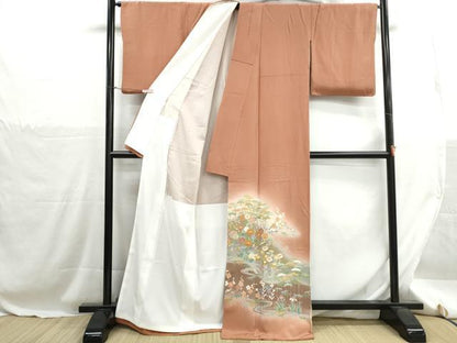 平和屋着物■豪華色留袖　作家物　駒刺繍　流水草花文　松竹梅　暈し染め　金彩　正絹　逸品　DABH1265qa
