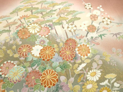 平和屋着物■豪華色留袖　作家物　駒刺繍　流水草花文　松竹梅　暈し染め　金彩　正絹　逸品　DABH1265qa