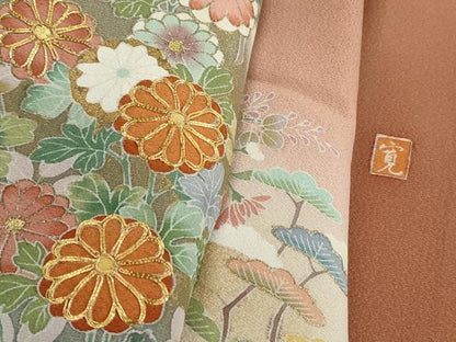 平和屋着物■豪華色留袖　作家物　駒刺繍　流水草花文　松竹梅　暈し染め　金彩　正絹　逸品　DABH1265qa