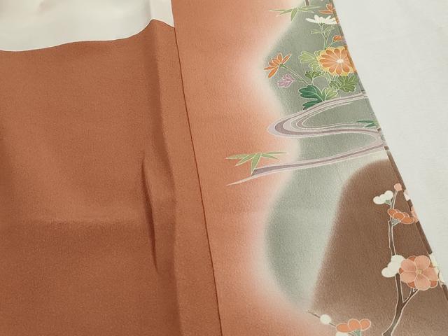 平和屋着物■豪華色留袖　作家物　駒刺繍　流水草花文　松竹梅　暈し染め　金彩　正絹　逸品　DABH1265qa