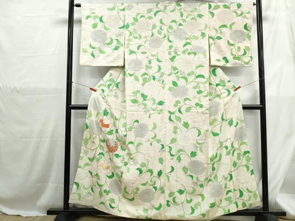 平和屋着物■訪問着　駒刺繍　更紗花文　金彩　正絹　逸品　DABH1267qa