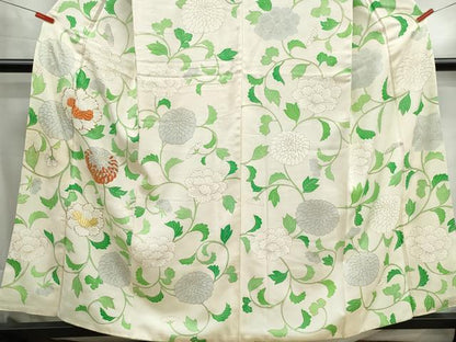 平和屋着物■訪問着　駒刺繍　更紗花文　金彩　正絹　逸品　DABH1267qa