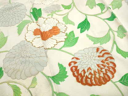 平和屋着物■訪問着　駒刺繍　更紗花文　金彩　正絹　逸品　DABH1267qa