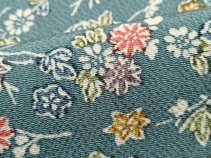 平和屋着物■上質な小紋　枝花文　鬼しぼ縮緬　正絹　逸品　DABH1270qa